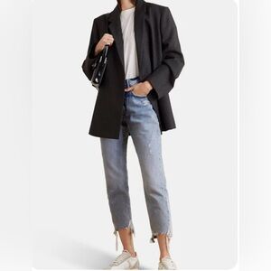 FRAME Le Original cropped distressed high-rise straight-leg jeans size 26